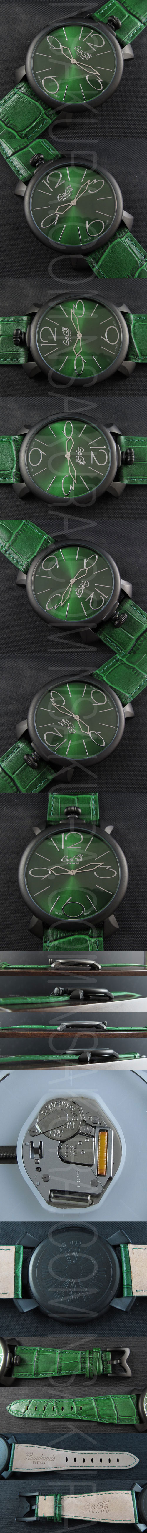 腕時計満載ガガ ミラノ(グリーン文字盤＆グリーン革ベルト)