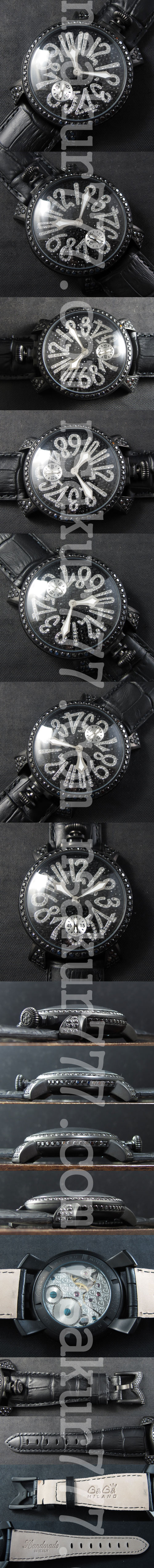 新着腕時計ガガ ミラノ 48㎜(ブラック文字盤手巻き)