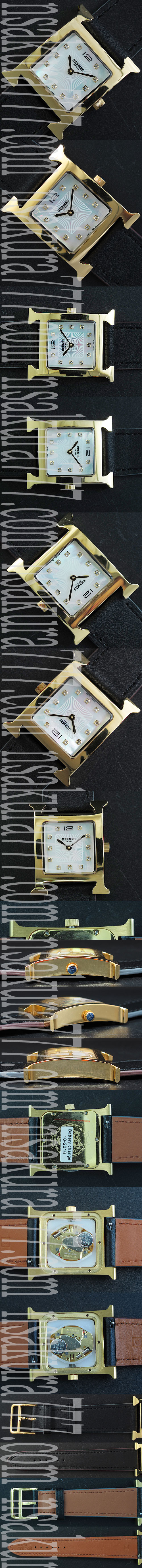 高級腕時計 エルメス　アワー ，クォーツムーブメント  スカイブルー  硬質クリスタル  ブラック革ベルト 生活防水