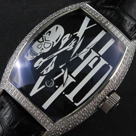 高級感腕時計 FRANCK MULLER マスター コンプリケーション 自動巻き ダークブルーダイヤル ドクロ印刷