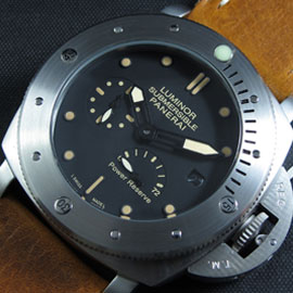 【コピー品腕時計】PANERAI LUMINORサブマーシブル1950 パワーリザーブ ブロンズ PAM507，21600振動 デイト ブラック