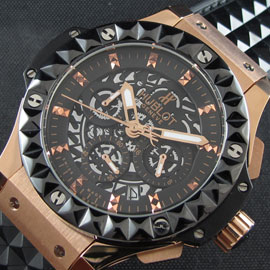 優等腕時計ウブロ ビッグバン ピンクゴールド(ブラック文字盤ピンクゴールドインデックス)