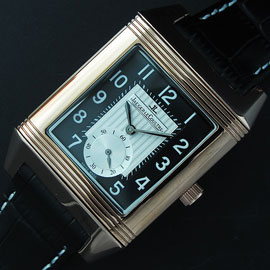 新着腕時計ジャガールクルト レベルソ グランデイエローゴールド黒枠ホワイト文字盤