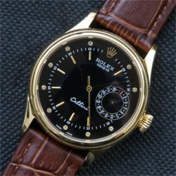 ロレックスチェリ－ニ　タイム腕時計ブラック文字盤Asain ETA 2825 ムーブ搭載！