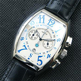 電池式腕時計フランクミュラー カサブランカ(ブラック革ベルト)