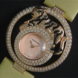 ファッション時計 CARTIER コピー時計 タイガー Quartz movement搭載 人工ダイヤ 42mm ピンクゴールド