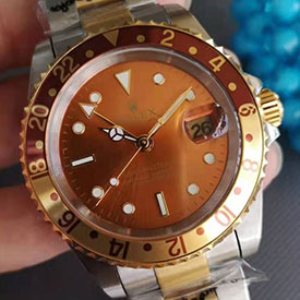 メンズ腕時計 ROLEXコピー GMTマスター2 ルートビア 16713 茶金ベゼル 2813改良ムーブ ブラウン カレンダー