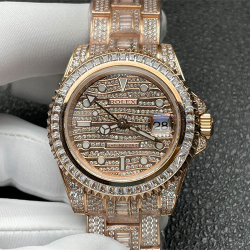 最高級ロレックスコピー時計販売店！ GMTマスター Ⅱダイヤモンド 116769TBR-74779B 40mm ピンクゴールド